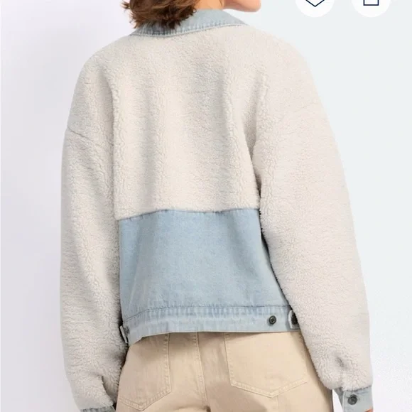 Thread & Supply Cream and Blue Sherpa Jacket - Picture 3 of 3